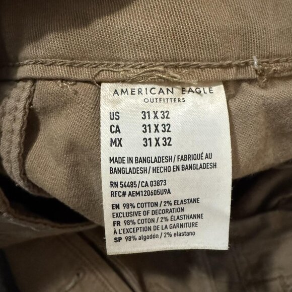 American Eagle Pants Mens 31x32 Brown Flex Chino Khaki Casual Straight - Picture 6 of 13